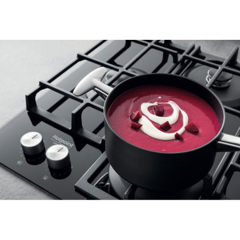 Hotpoint | HAGS 61F/BK | Hob | Gas on glass | Number of burners/cooking zones 4 | Rotary knobs | Black - 5
